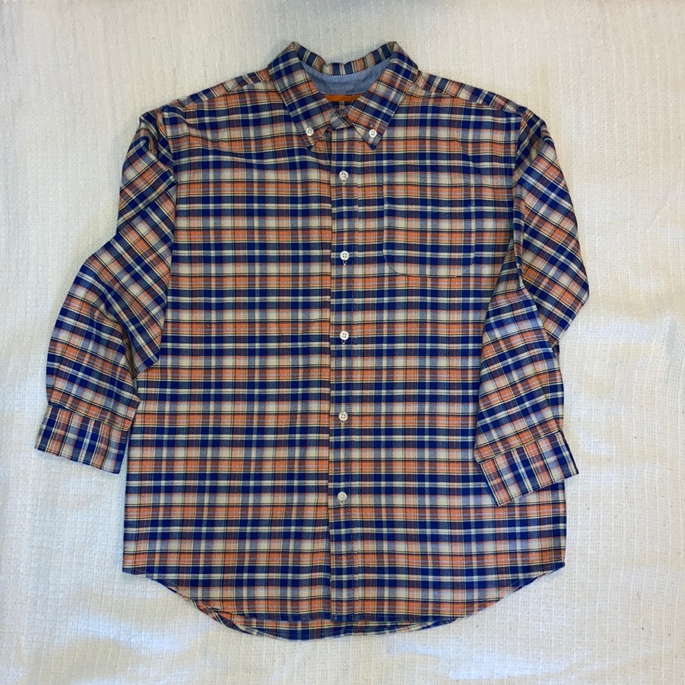 Talbots Kids Orange and Blue Plaid button down